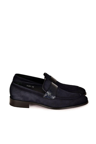 Corrente 7425S Suede Loafer - Navy-AmbrogioShoes