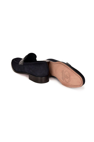 Corrente 7425S Suede Loafer - Navy-AmbrogioShoes