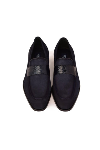 Corrente 7425S Suede Loafer - Navy-AmbrogioShoes