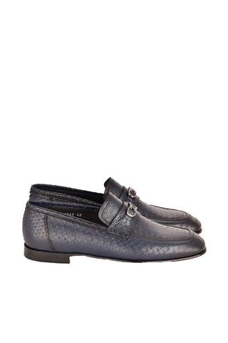 Corrente 7652 Python Horsebit Loafers - Navy-AmbrogioShoes