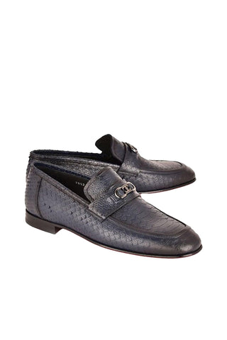Corrente 7652 Python Horsebit Loafers - Navy-AmbrogioShoes