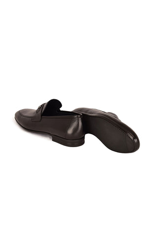 Corrente 7706 Leather Horse-Bit Loafer - Black-AmbrogioShoes