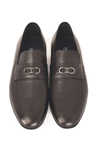 Corrente 7706 Leather Horse-Bit Loafer - Black-AmbrogioShoes