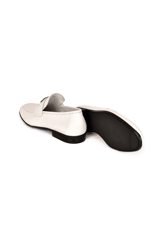 Corrente 7706 Leather Horse-Bit Loafer - White-AmbrogioShoes