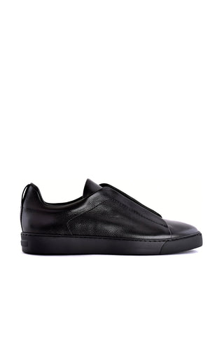 Corrente 7736 Leather Sneaker - Black-AmbrogioShoes