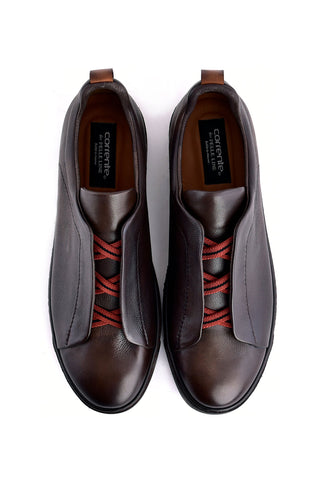 Corrente 7736 Leather Sneaker - Brown-AmbrogioShoes
