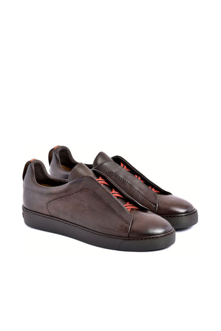 Corrente 7736 Leather Sneaker - Brown-AmbrogioShoes