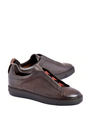 Corrente 7736 Leather Sneaker - Brown-AmbrogioShoes