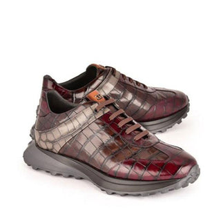 Corrente 7766 Crocodile Print Leather Fashion Sneakers (CRT1518)-AmbrogioShoes