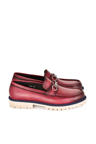 Corrente 7887 Leather Horse-Bit Loafer - Burgundy-AmbrogioShoes