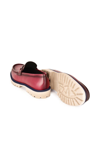 Corrente 7887 Leather Horse-Bit Loafer - Burgundy-AmbrogioShoes