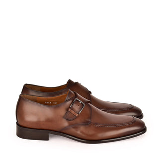 Corrente 7948 Leather Single Monk-Strap - Brown-AmbrogioShoes