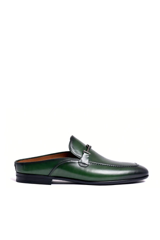 Corrente 8248 Leather Horse-Bit Mule - Green-AmbrogioShoes