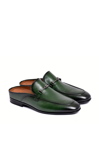 Corrente 8248 Leather Horse-Bit Mule - Green-AmbrogioShoes