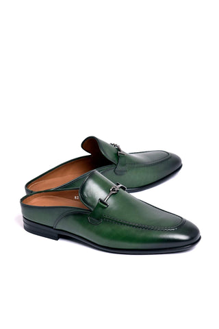 Corrente 8248 Leather Horse-Bit Mule - Green-AmbrogioShoes