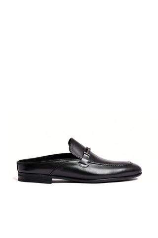Corrente 8248 Leather Horse-bit Mule - Black-AmbrogioShoes