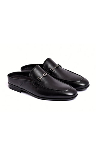 Corrente 8248 Leather Horse-bit Mule - Black-AmbrogioShoes