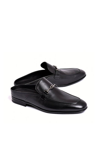 Corrente 8248 Leather Horse-bit Mule - Black-AmbrogioShoes