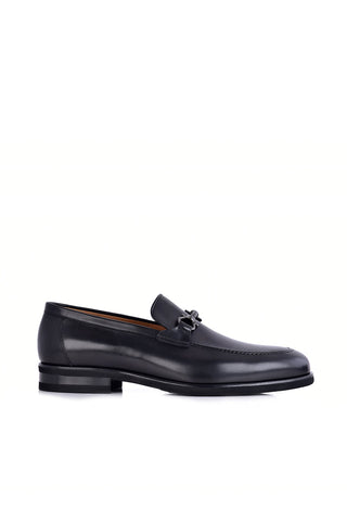 Corrente 8413 Leather Horse-Bit Loafer - Black-AmbrogioShoes
