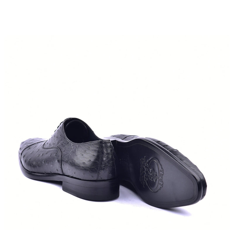 Corrente C009 6265 Men's Shoes Black Genuine Ostrich Cap toe Lace up Oxfords (CRT1372)-AmbrogioShoes