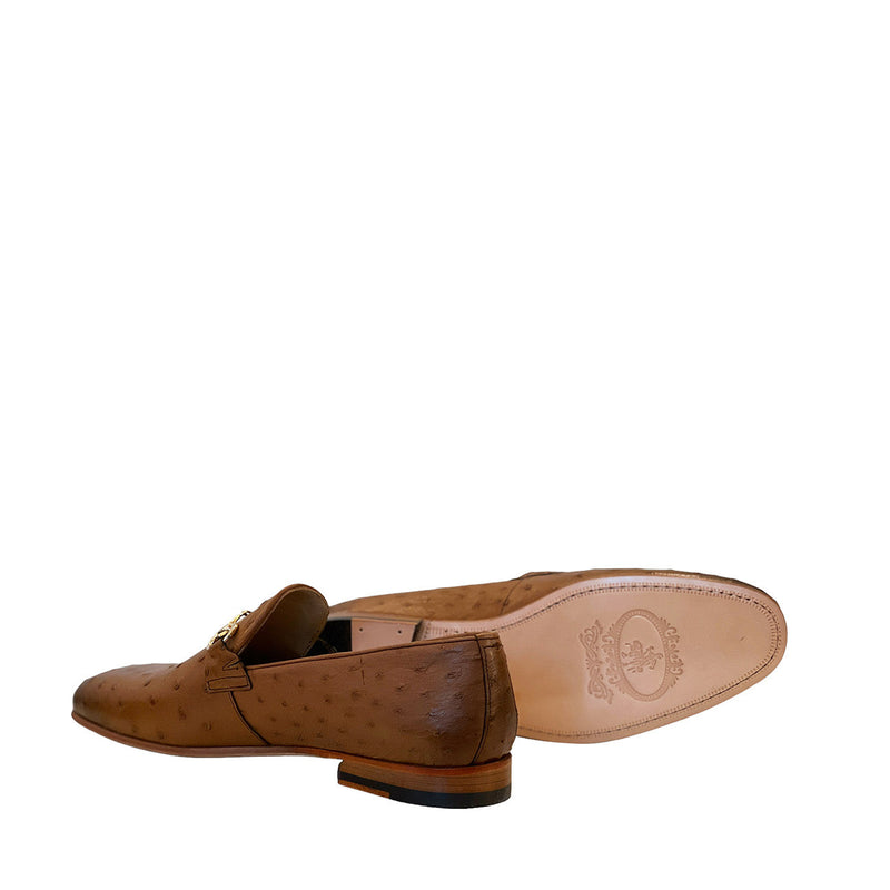 Corrente C02203 5405 Men's Shoes Tan Genuine Ostrich Bit Buckle Loafers (CRT1376)-AmbrogioShoes