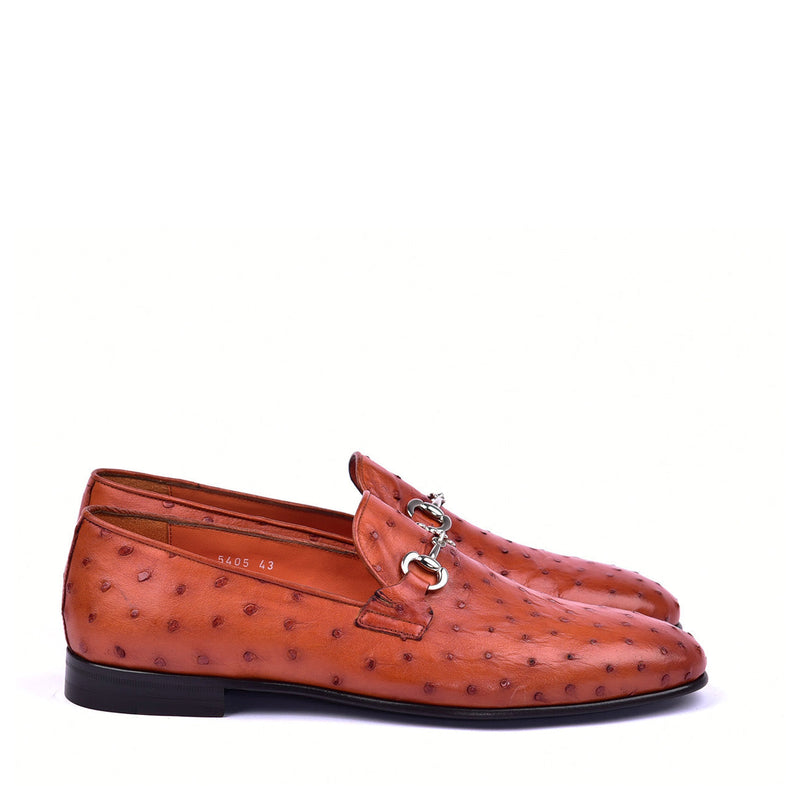 Corrente C02204 5405 Men's Shoes Rust Genuine Ostrich Bit Buckle Loafers (CRT1373)-AmbrogioShoes
