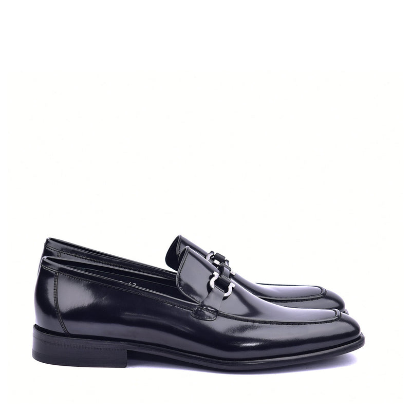 Corrente C043 6415 Men's Shoes Black Calf Skin Leather High Gloss Buckle Loafers (CRT1367)-AmbrogioShoes
