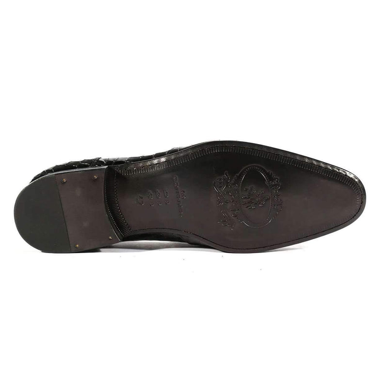 Corrente Men's Shoes Black Alligator Print / Calf-Skin Leather Loafers 3470 (CRT1016)-AmbrogioShoes