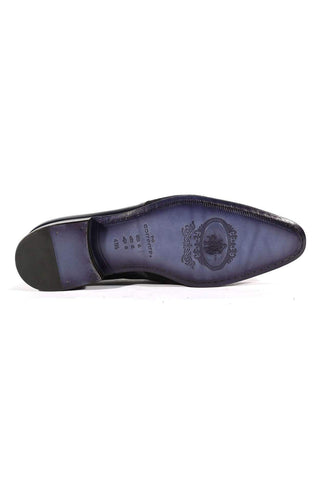 Corrente C143-4127 Men's Designer Shoes Navy Lizard Print / Suede / Calf-Skin Leather Loafers (CRT1014)