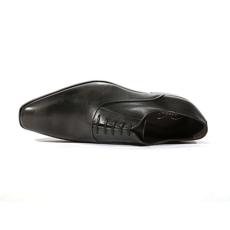 Corvari Designer Mens Shoes Lino 515 Antracite Black Textured Leather Oxfords (COR1002)-AmbrogioShoes