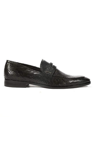 Corvari Designer Men's Designer Shoes Rio Black Snake Textured Leather Loafers (COR1005)-AmbrogioShoes