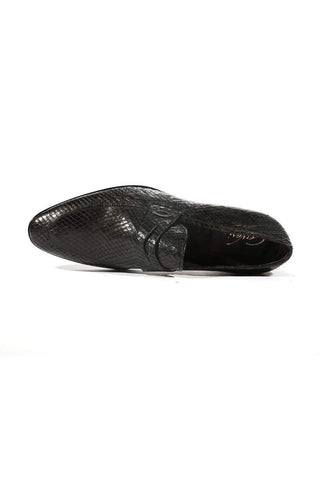 Corvari Designer Rio Black Snake Textured Leather Loafers (COR1005)-AmbrogioShoes