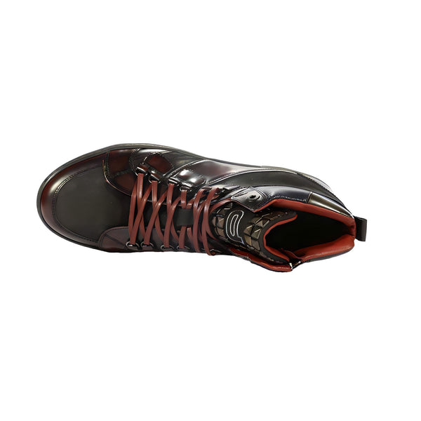 Dico by Corvari Mens Dover Bordo Burgundy Zippered High-Top Sneakers (COR1016)-AmbrogioShoes