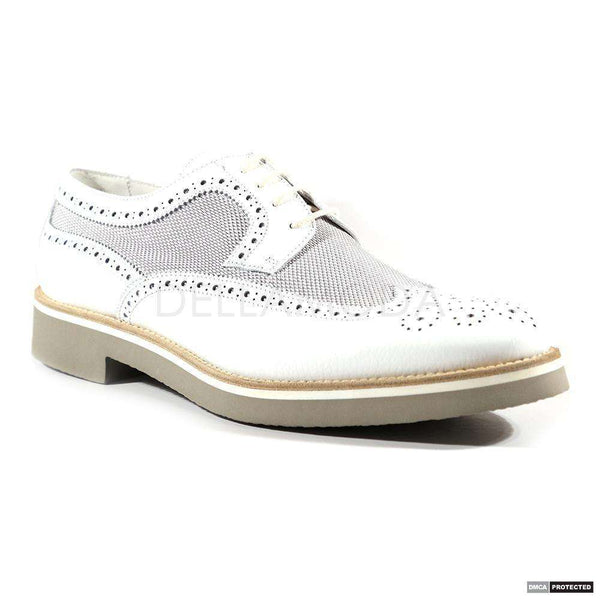Dino Bigioni Shoes Mens Italian Alce Dollaro Bianco White Oxfords (DB1004)-AmbrogioShoes