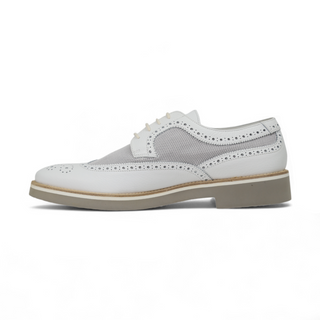 Dino Bigioni Designer Shoes Men's Italian Alce Dollaro Bianco White Oxfords (DB1004)-AmbrogioShoes