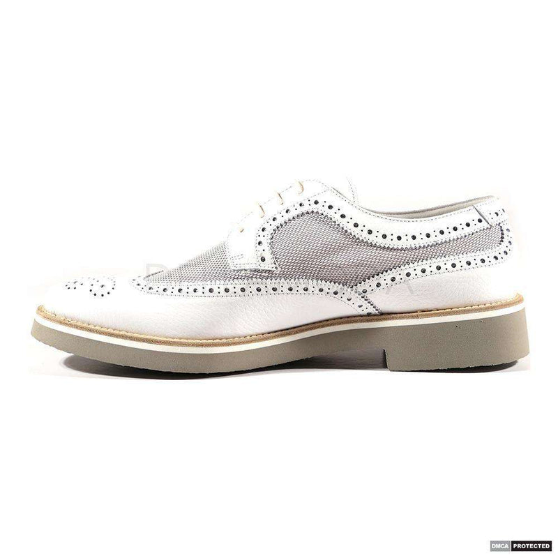 Dino Bigioni Shoes Mens Italian Alce Dollaro Bianco White Oxfords (DB1004)-AmbrogioShoes