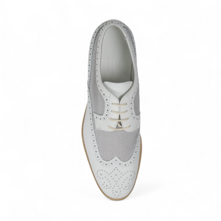 Dino Bigioni Designer Shoes Men's Italian Alce Dollaro Bianco White Oxfords (DB1004)-AmbrogioShoes