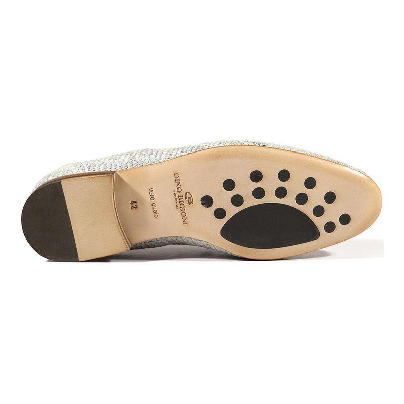 Dino Bigioni Shoes Mens Italian Tela Uncinetto Grey / White Loafers (DB1000)-AmbrogioShoes