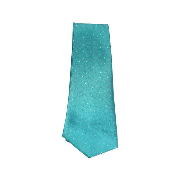 Dolce & Gabbana D&G Necktie Tie Green textured ground with Blue dots DGT64-AmbrogioShoes