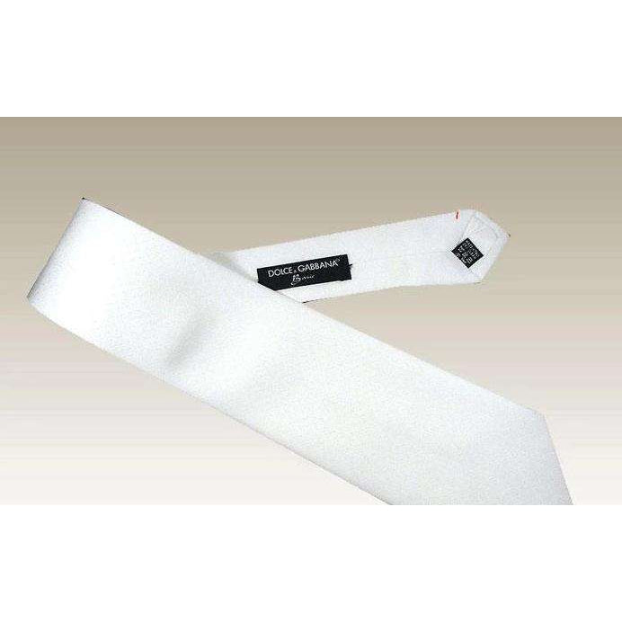 Dolce & Gabbana Tie Solid White on textured fabric DGT60-AmbrogioShoes