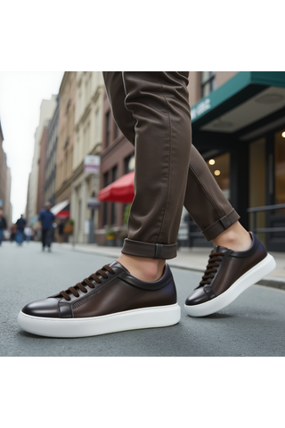 Donatello Deron Brown Leather Casual Sneakers (DON1000)