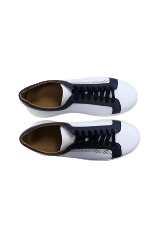 Donatello Deron White & Blue Calf-Skin Leather Casual Sneakers (DON1001)-AmbrogioShoes