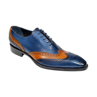 Duca Andora Navy/Gold Calf-Skin Leather Oxfords (D1142)