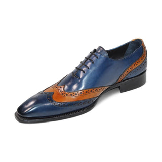 Duca Andora Navy/Gold Calf-Skin Leather Oxfords (D1142)