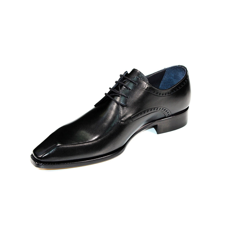 Duca Arpino Men's Shoes Black Calf-Skin Leather Oxfords (D1130)-AmbrogioShoes
