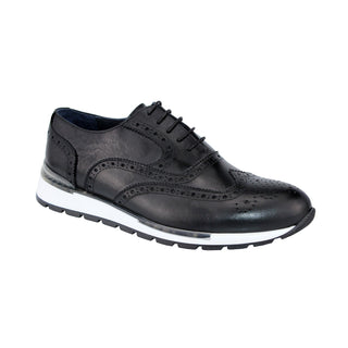 Duca Barletta Black Calf-Skin Leather Oxfords Sneakers (D1009)