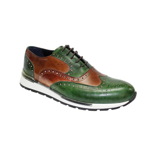 Duca Barletta Green/Brandy Calf-Skin Leather Oxfords Sneakers (D1013)