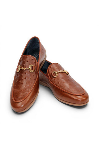 Duca Cortona Ostrich Horse-Bit Loafer