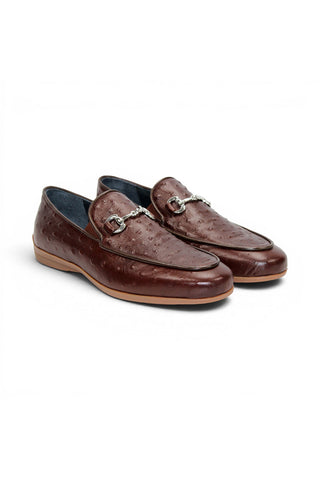 Duca Cortona Ostrich Horse-Bit Loafer