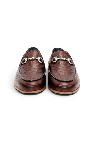 Duca Cortona Ostrich Horse-Bit Loafer